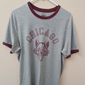 VTG Chicago Wolves Hockey Shirt with Maroon Medium Gray Minor Hockey League